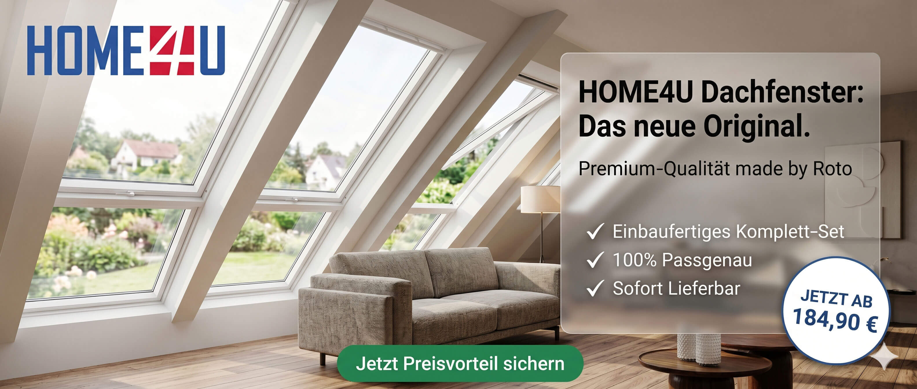 Dachfenster, Kunststofffenster, Großes Fenster, Wohnzimmer, Sonnenlicht